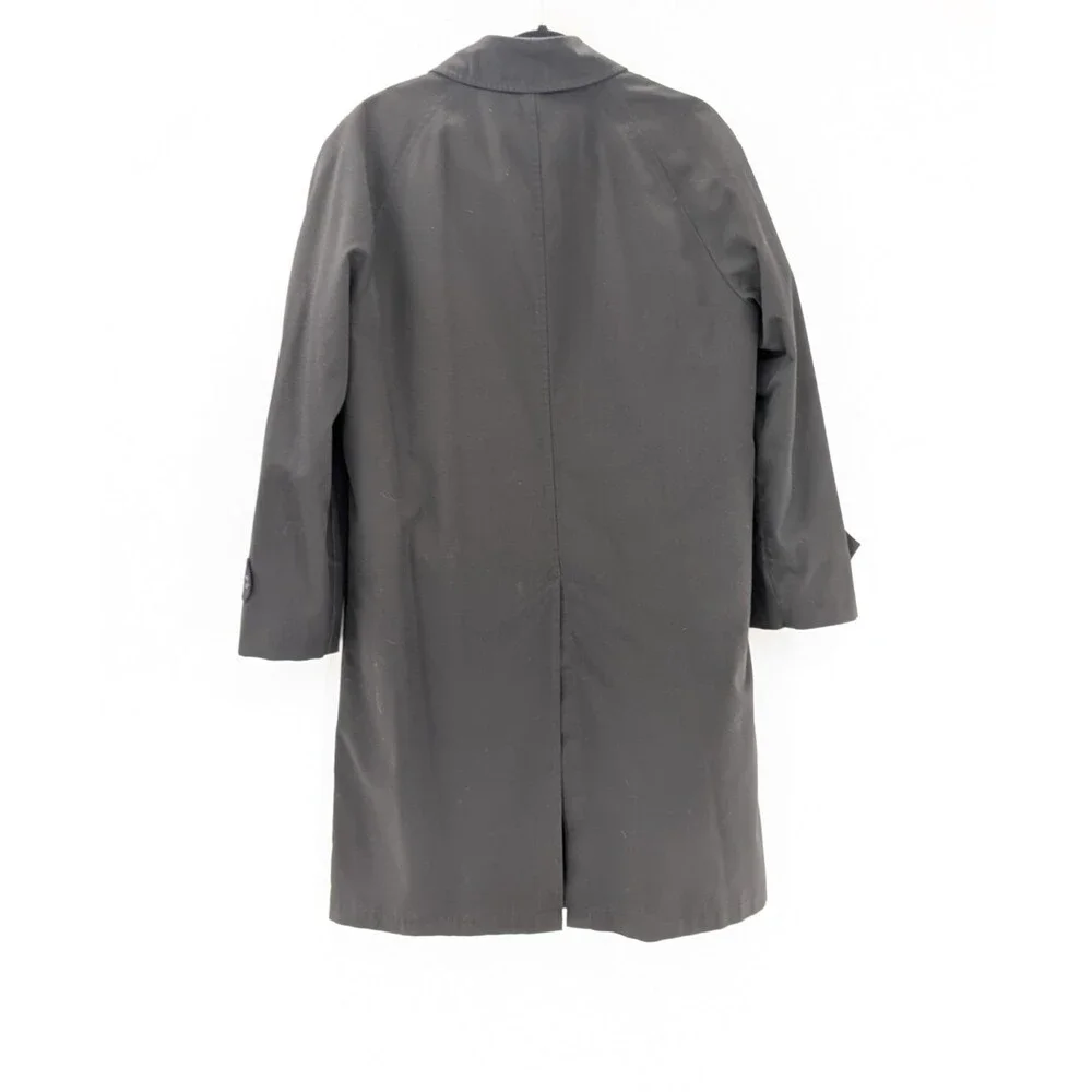 London Fog Black Vintage Faux Fur Lined Classic Trench Coat Mens 38 Short